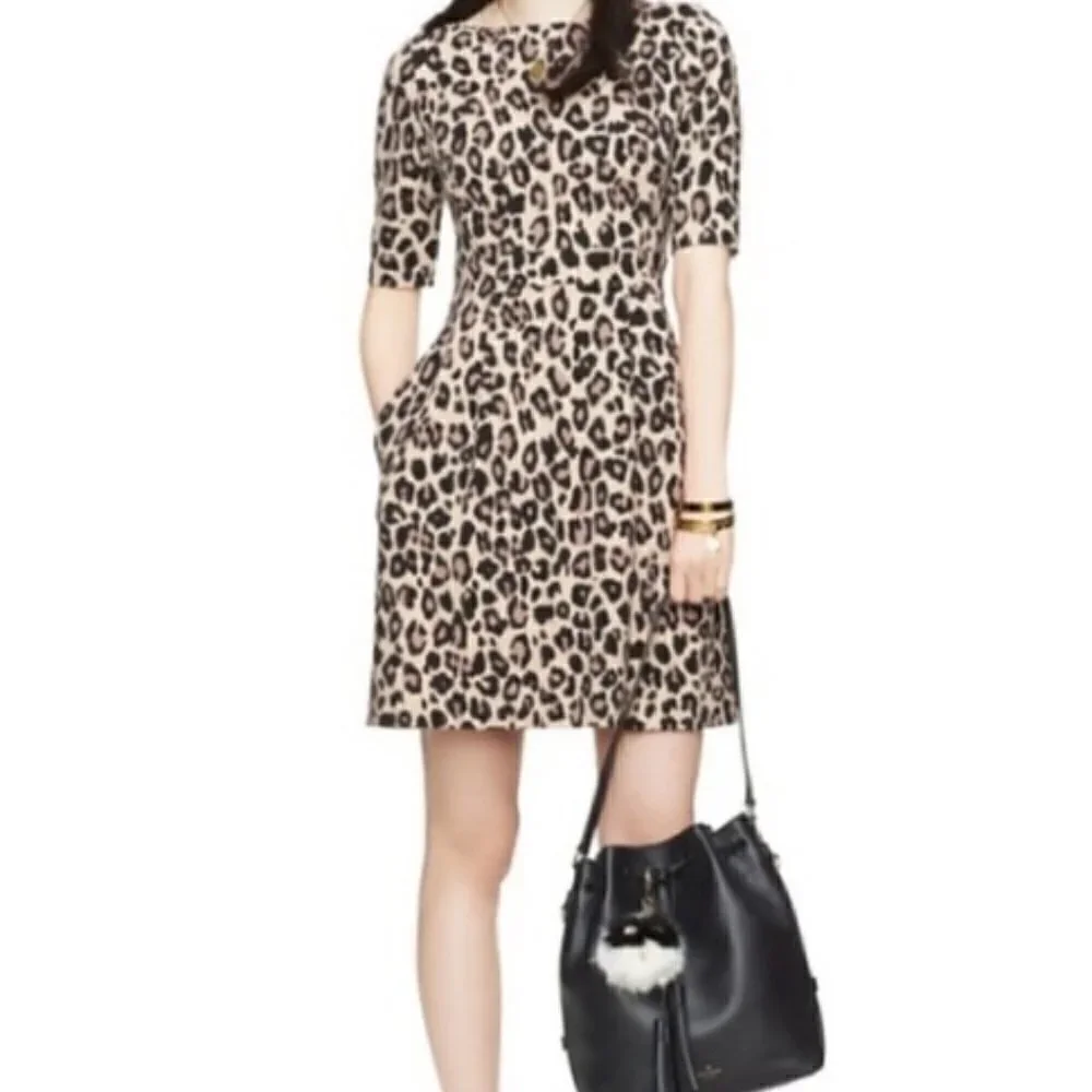 Kate Spade Leopard Print Ponte Dress Size 6